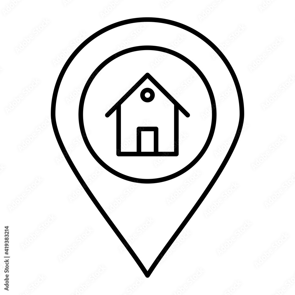 Vector House Location Outline Icon Design