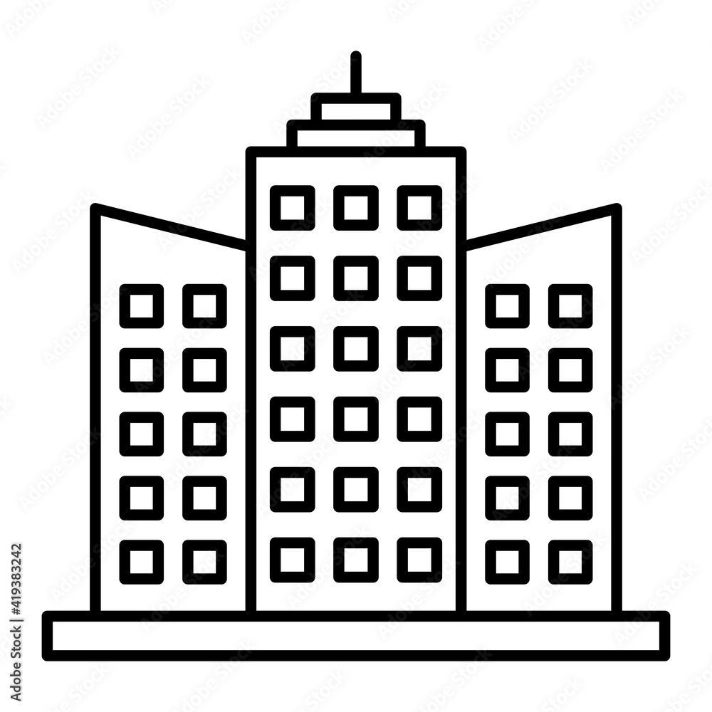 Vector Skyscraper Outline Icon Design