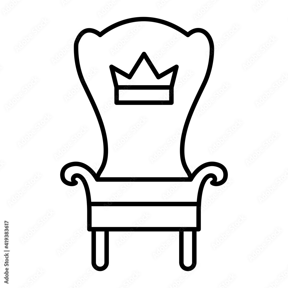 Vector Throne Outline Icon Design Vector Throne Outline Icon Design