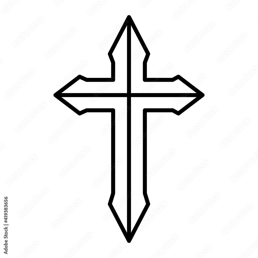 Vector Cross Outline Icon Design