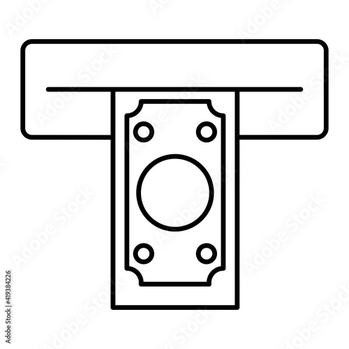 Vector Cash withdrawal Outline Icon Design