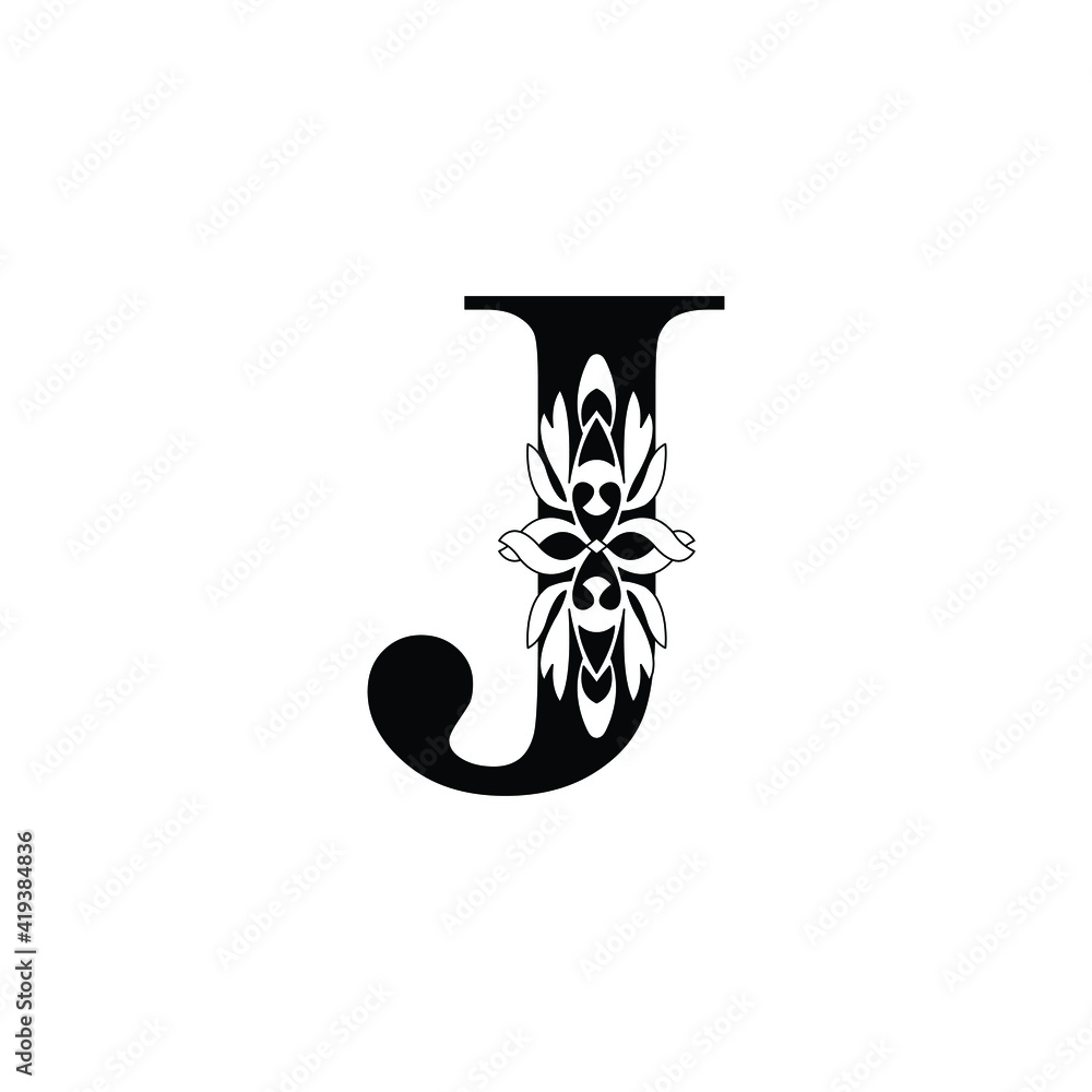 letter J. Black and white flower alphabet. Beautiful capital letters
letter J. Black and white flower alphabet. Beautiful capital letters