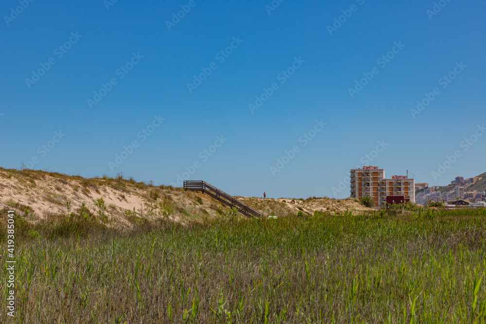 nude beach near city of Cullera, skyline with beach nude beach near city of Cullera, skyline with beach