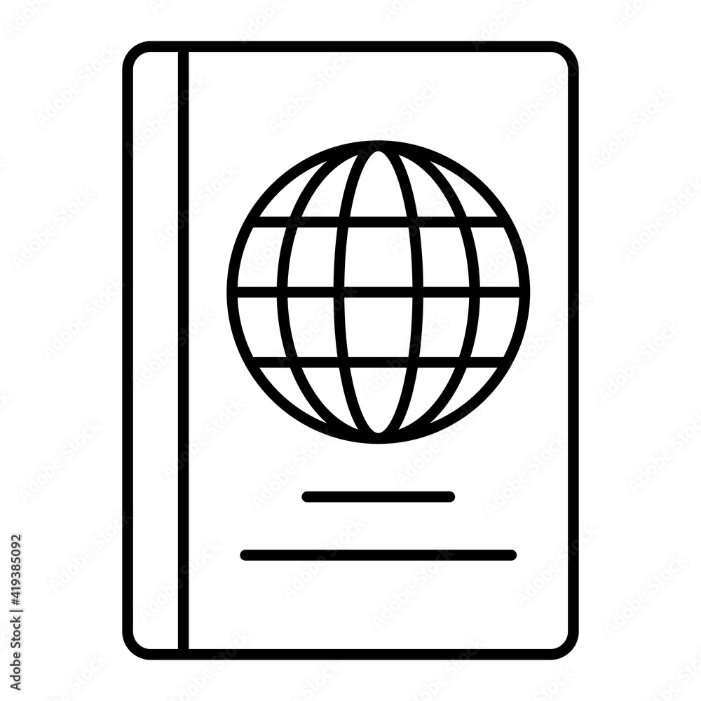 Vector Passport Outline Icon Design Vector Passport Outline Icon Design