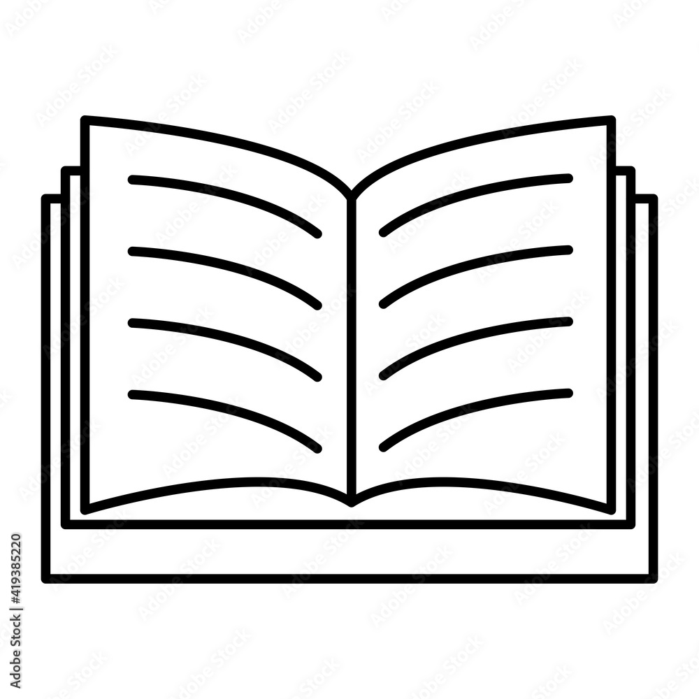 Vector Open Book Outline Icon Design Vector Open Book Outline Icon Design