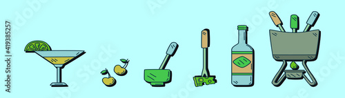 set of fondue cartoon icon design template with various models. vector illustration isolated on blue background