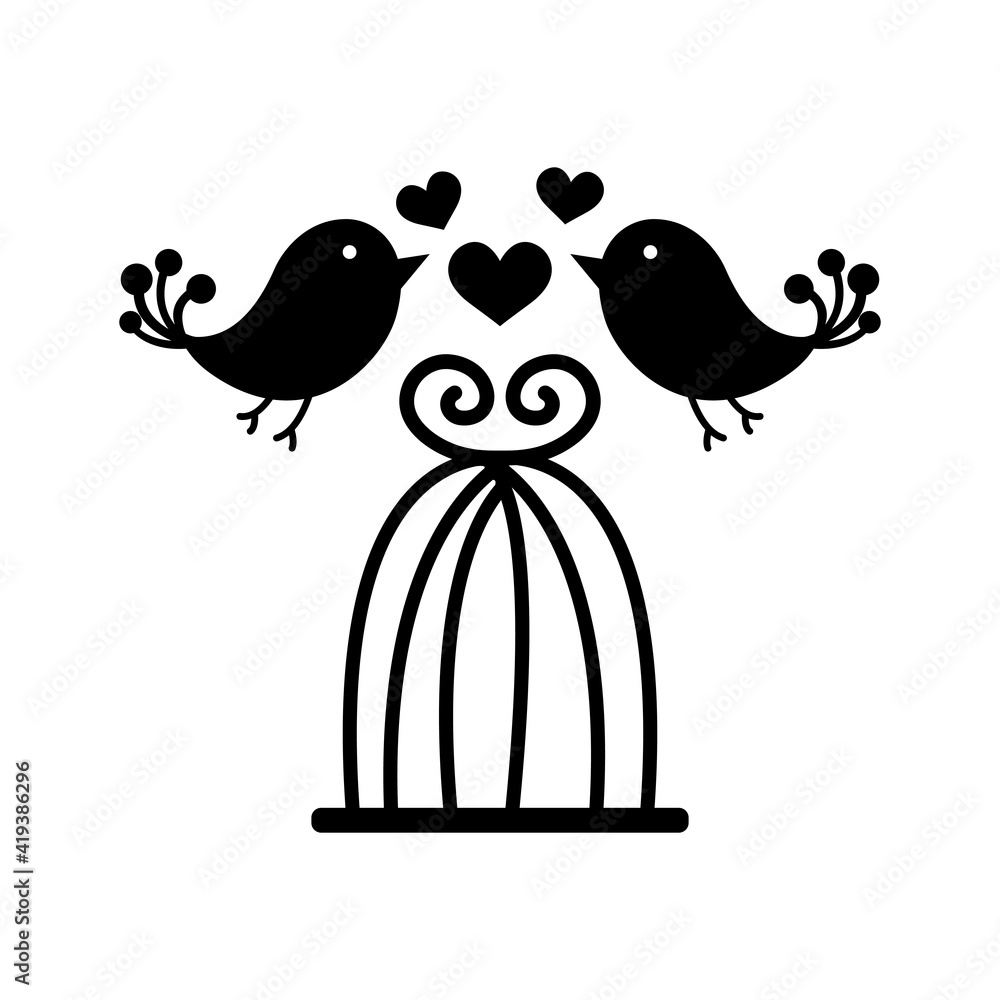 Naklejka premium Bird cage, vector design on white isolated background