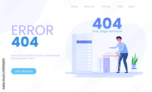 Page 404 error  server and network administrators maintenance illustration