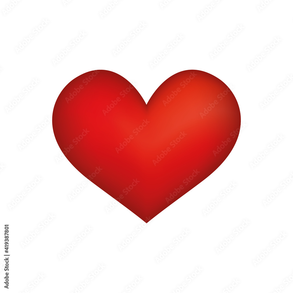 Red vector love heart. Illustrations on a white background