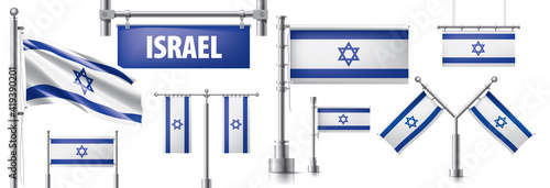 Vector set of the national flag of Israel in various creative designs