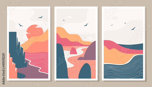 Modern abstract contemporary landscape poster background story template