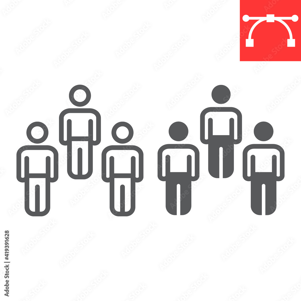 Herd immunity line and glyph icon, social and community, people vector icon, vector graphics, editable stroke outline sign, eps 10. Herd immunity line and glyph icon, social and community, people vector icon, vector graphics, editable stroke outline sign, eps 10.