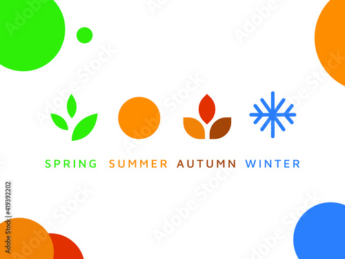 four season logo winter spring autumn summer vector illustration	