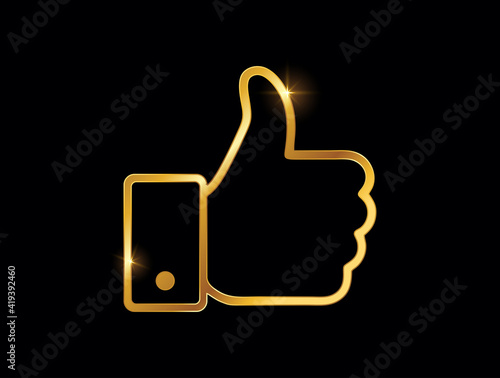 Golden Thumb Up Vector Sign