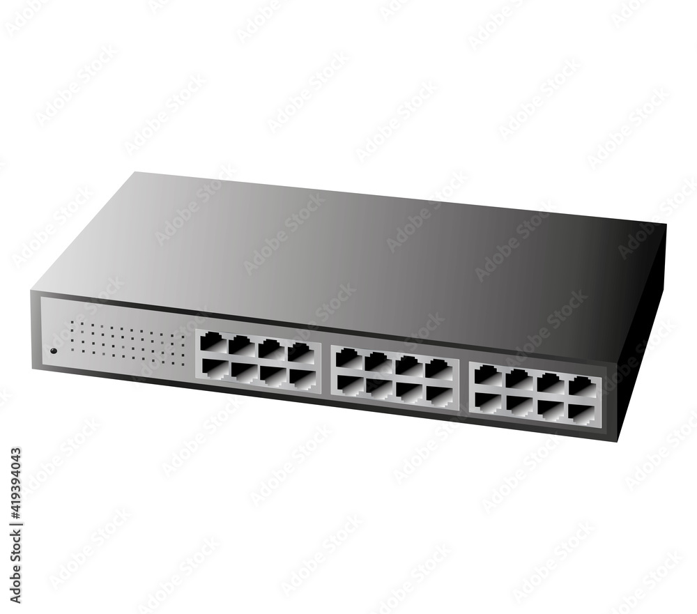 swich device designed to connect multiple nodes of the computer network. Vector illustration swich device designed to connect multiple nodes of the computer network. Vector illustration