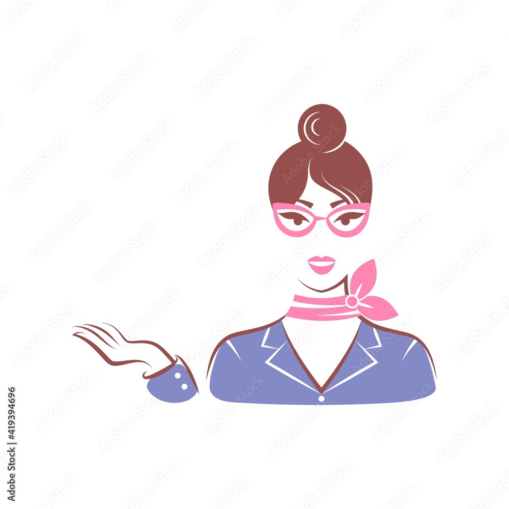 Shop assistant woman. Userpic. Portrait isolated on white background Shop assistant woman. Userpic. Portrait isolated on white background