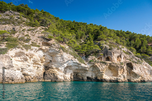 Gargano coast with sea cave (Grotta) in Puglia