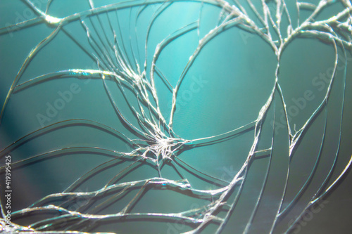 crack on the glass of the phone close up