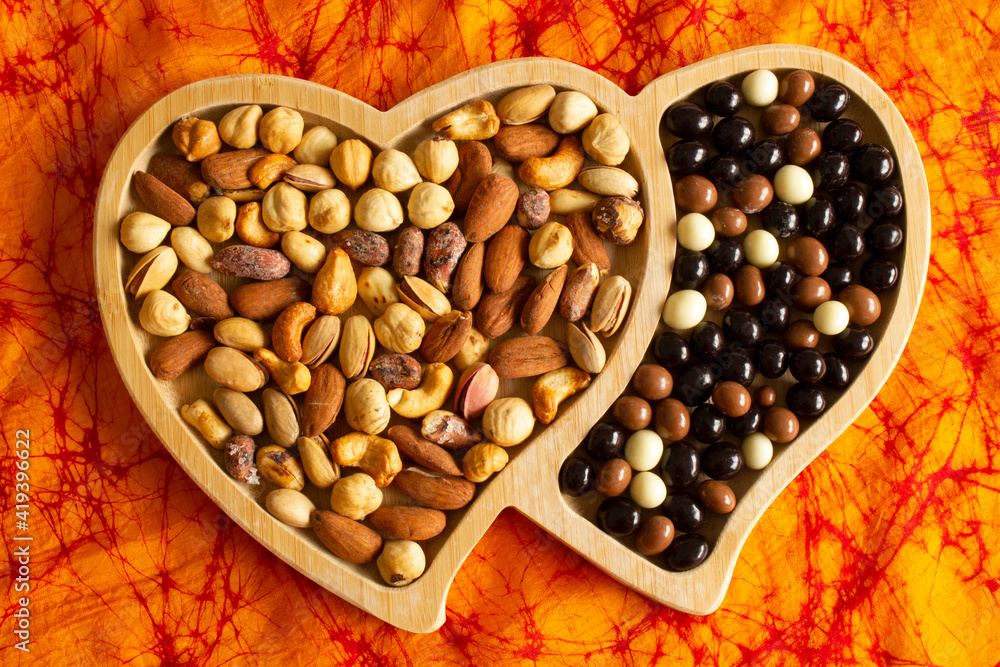 Mixed nuts and chocolate balls Mixed nuts and chocolate balls