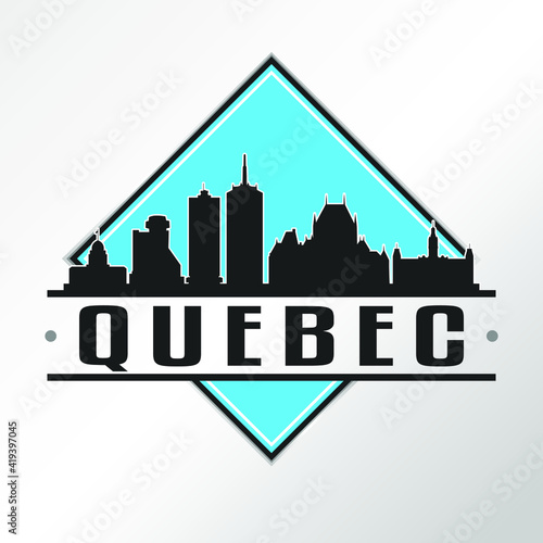 Quebec Canada Skyline Logo. Adventure Landscape Design. Vector Illustration Cut File.