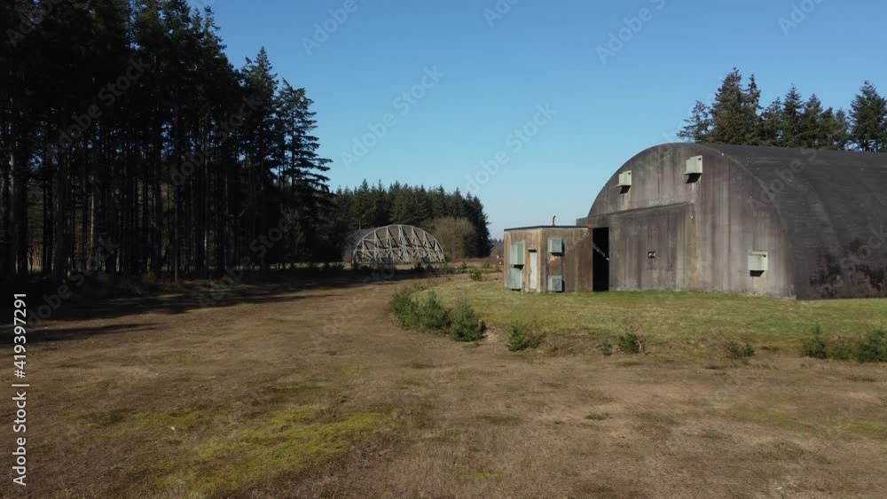Hangar at former military airbase Soesterberg in the Netherlands, Aerial Hangar at former military airbase Soesterberg in the Netherlands, Aerial