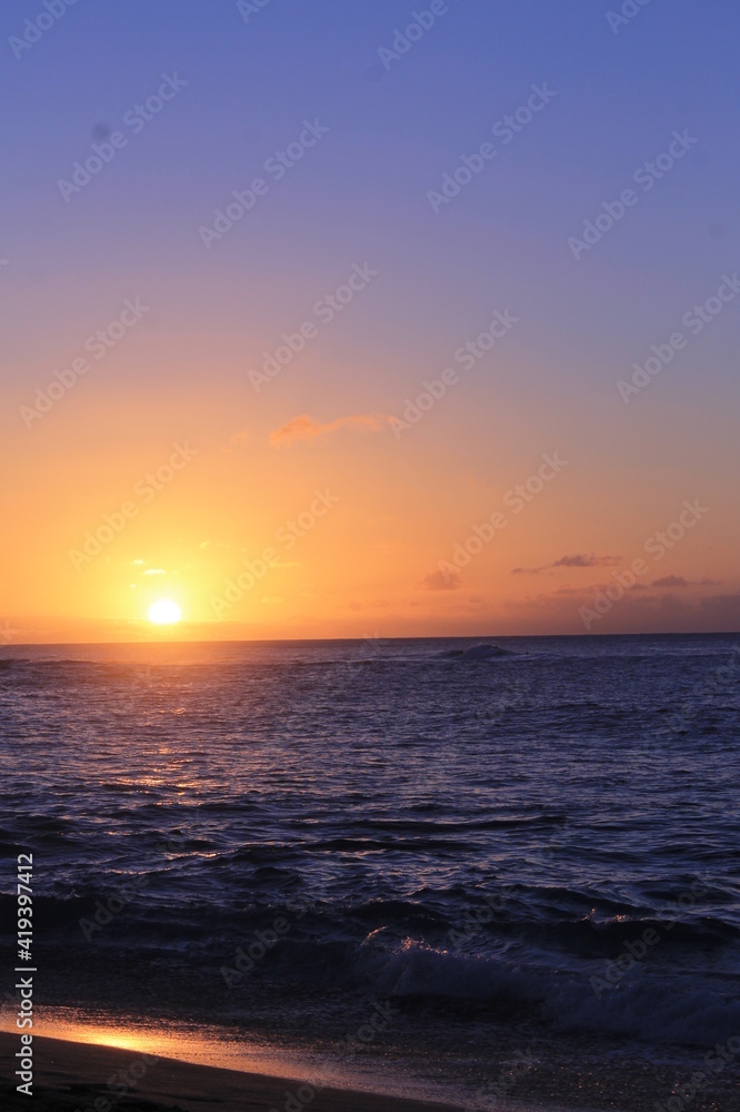 ハワイで見た海の夕焼け