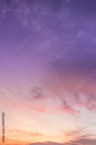 Photography sunset sky vertical with sunlight clouds in the evening on twilight