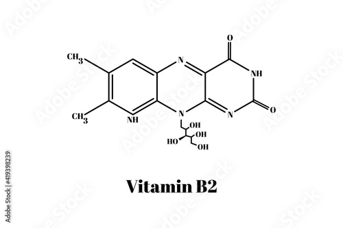 Formula of chemical structure of vitamin B2 .Vector EPS 10. photo