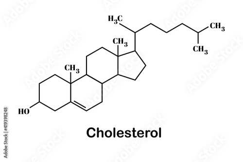 Formula of chemical structure of Cholesterol. Vector EPS 10.