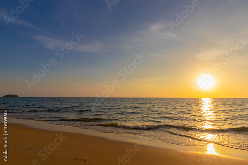 Sun set Golden yellow light Stomach with the water Phuket  Thailand