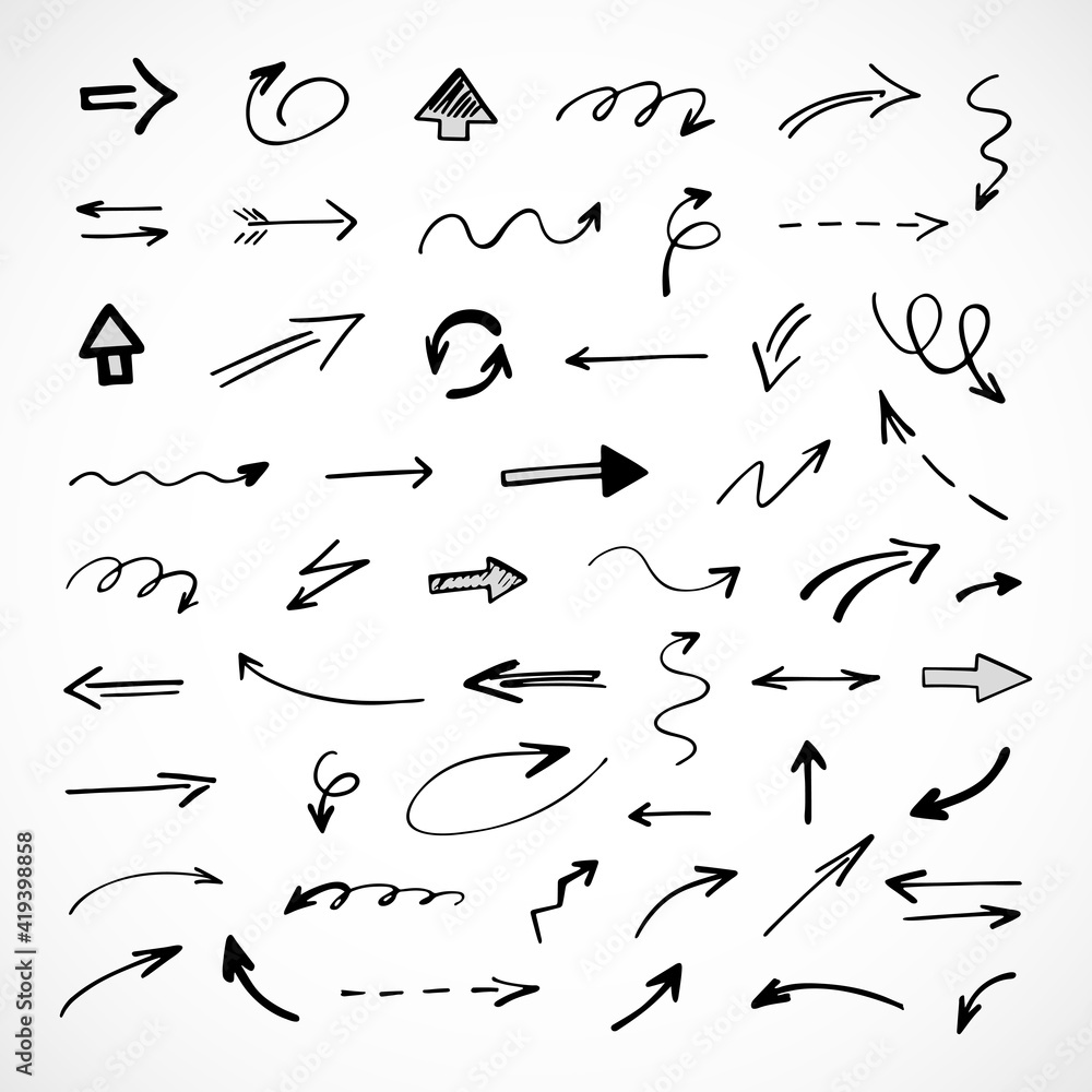 Vector set of hand-drawn arrows, elements for presentation Vector set of hand-drawn arrows, elements for presentation