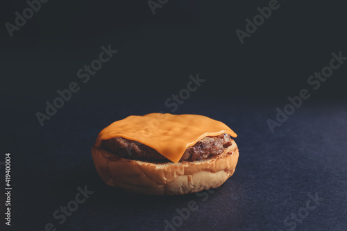 tasty home made hamburger. Burger isolated on black background