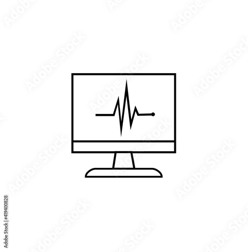 cardiograph monitor on laptop single icon design vector illustration