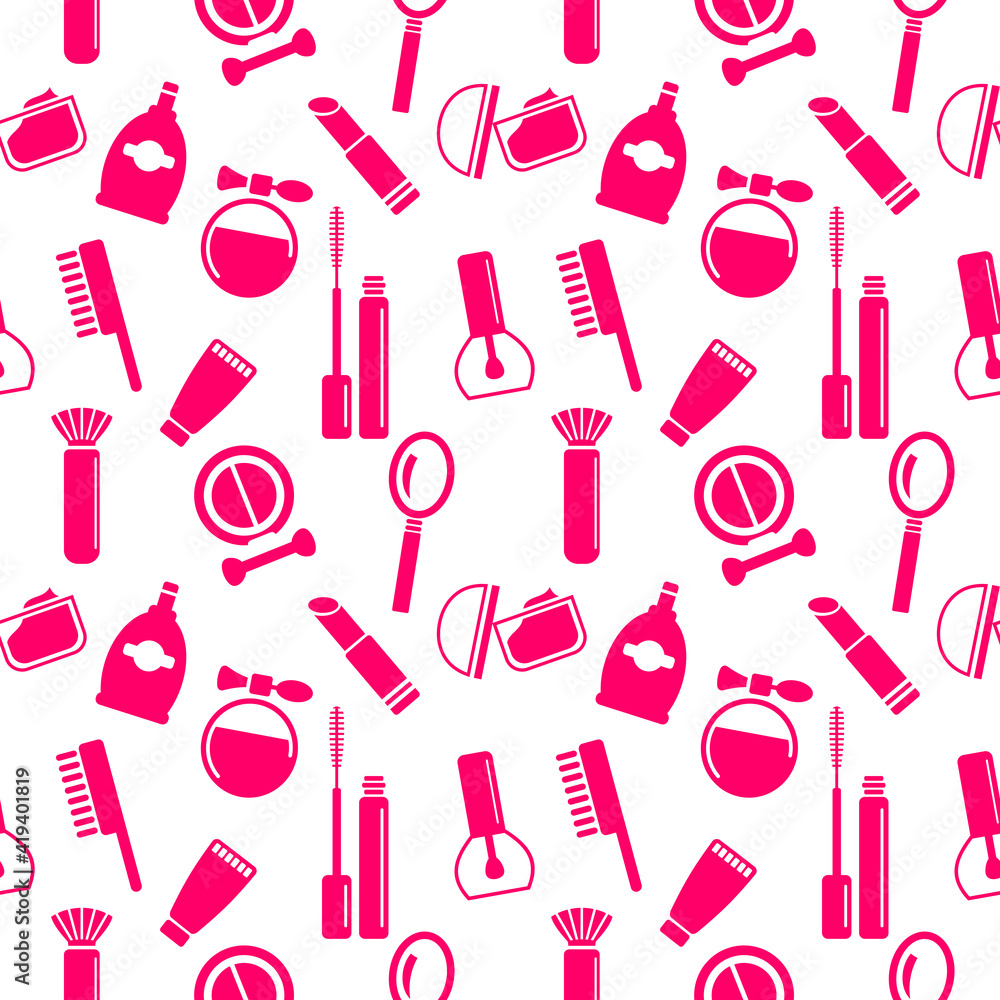Seamless texture from cosmetics icons, pattern, abstract background, wallpaper Seamless texture from cosmetics icons, pattern, abstract background, wallpaper