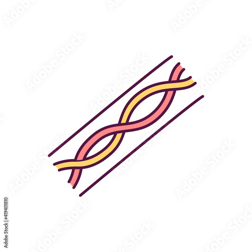Cord blood RGB color icon. Hematopoietic stem cells. Rope-like structure. Umbilical cord. Placenta blood vessels. Mother and unborn baby connection during pregnancy. Isolated vector illustration