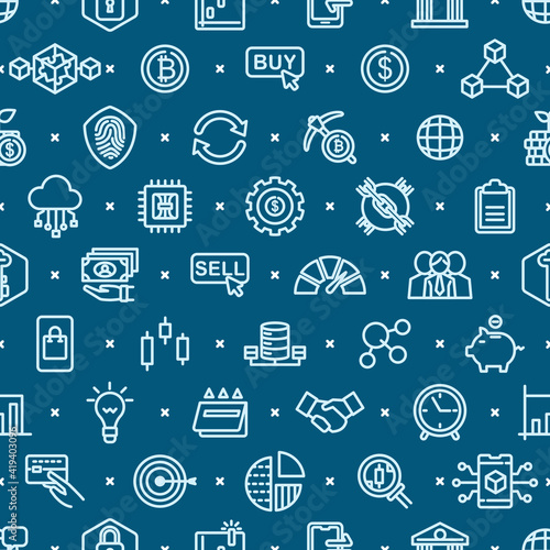 Seamless background of fund that invest in block-chain technology. Flat design for business presentation, Cover of media information.