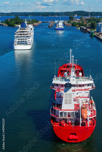 Shipping traffic in front of the Holtenau ship lock photo