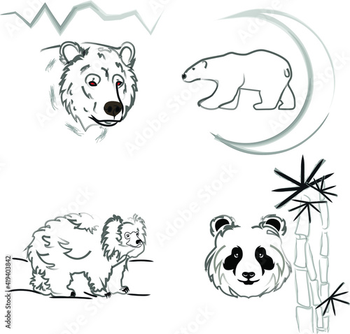 Wallpaper Mural vector drawing of various bears Torontodigital.ca