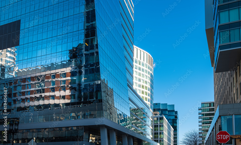 Cityscape with Buildings and Reflections in South Boston, Massachusetts