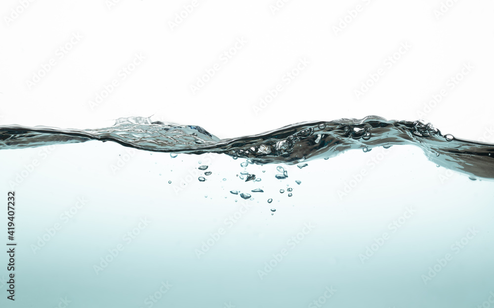 water wave with bubbles on white background. Water splash isolated on the white background. water wave with bubbles on white background. Water splash isolated on the white background.