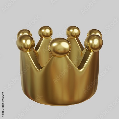 Royal golden crown 3d illustration isolated on white background