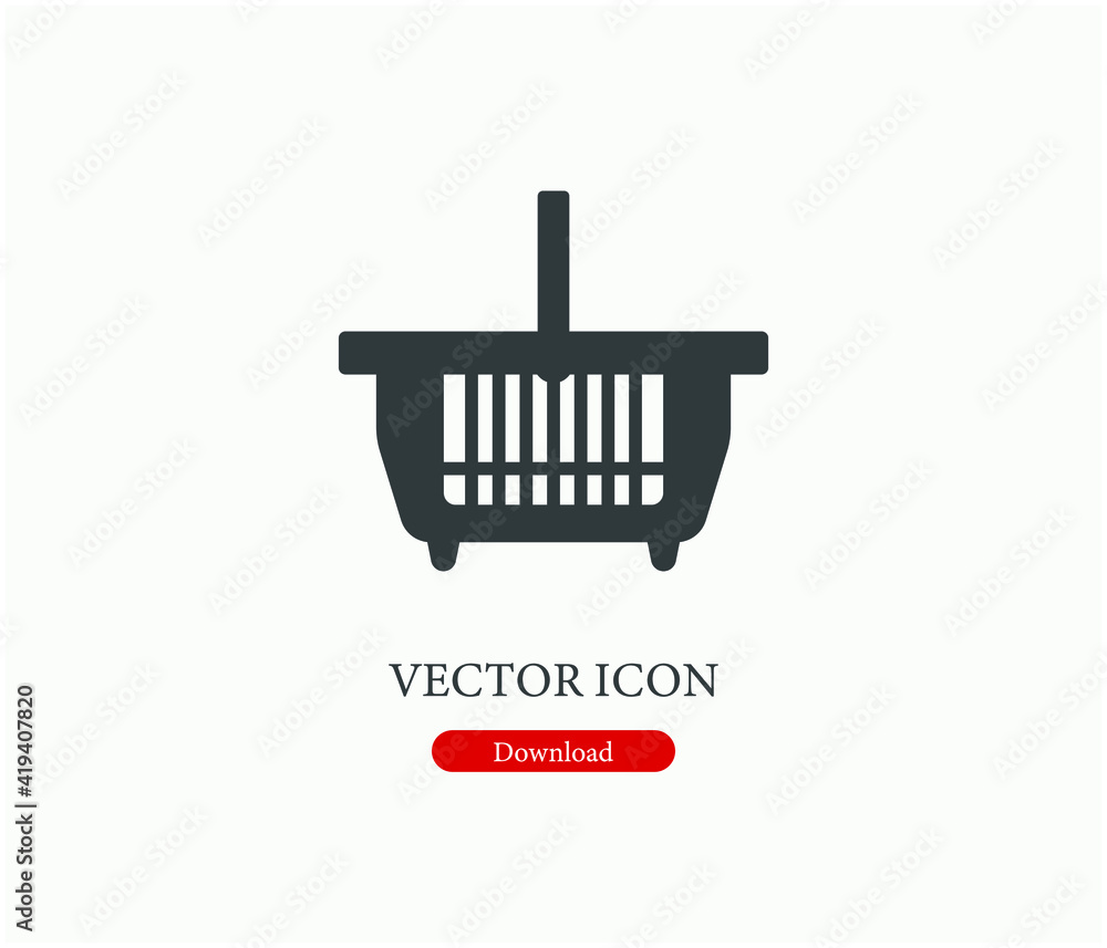 Shopping basket vector icon. Editable stroke. Linear style sign for use on web design and mobile apps, logo. Symbol illustration. Pixel vector graphics - Vector Shopping basket vector icon. Editable stroke. Linear style sign for use on web design and mobile apps, logo. Symbol illustration. Pixel vector graphics - Vector
