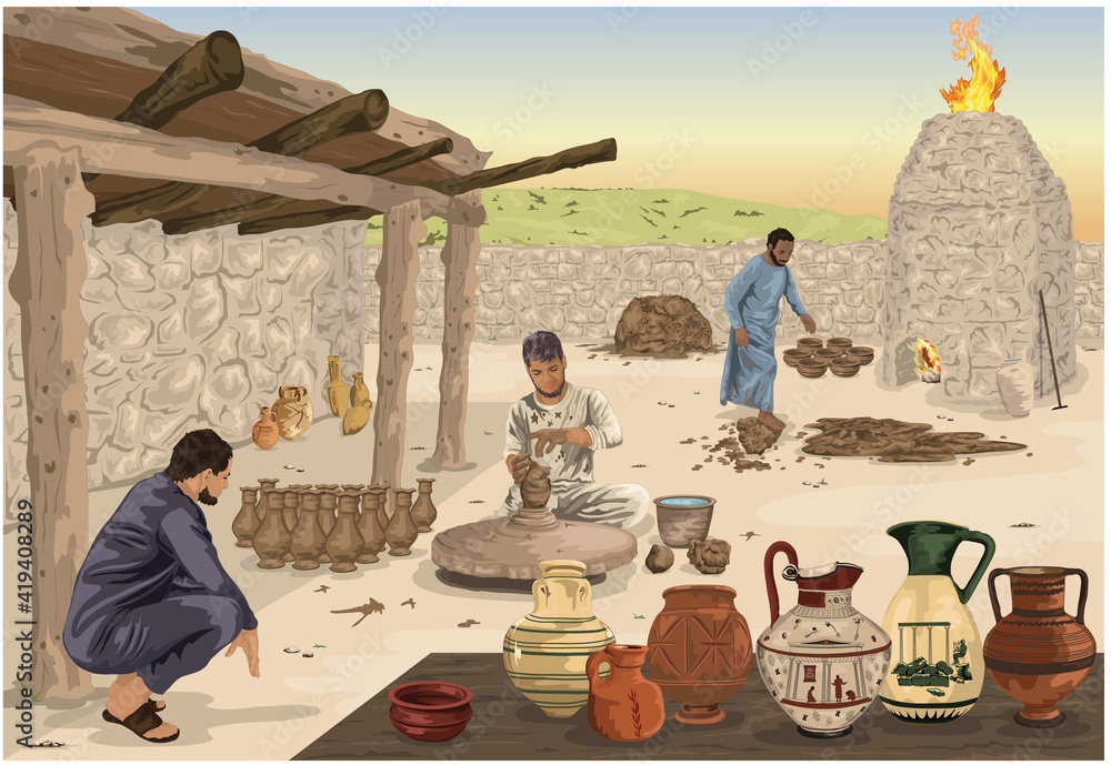 Jeremiah At The Potter's House Biblical Image depicting Jeremiah 18