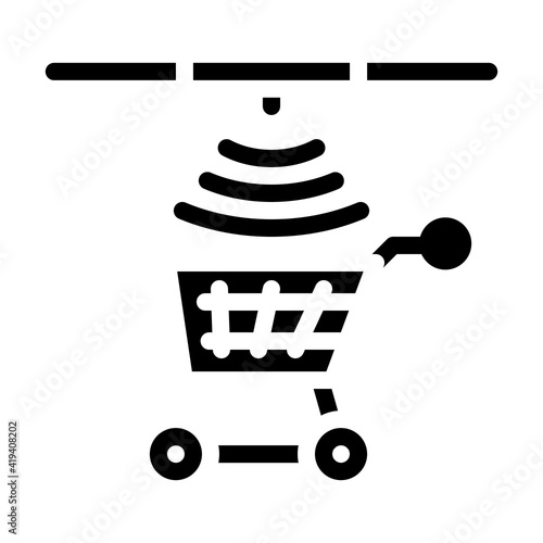control of movement of carts glyph icon vector illustration