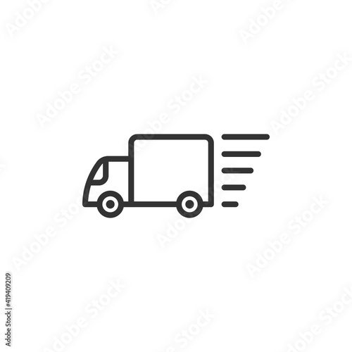 Shipping fast delivery truck with clock icon symbol. Truck. Vector illustration.