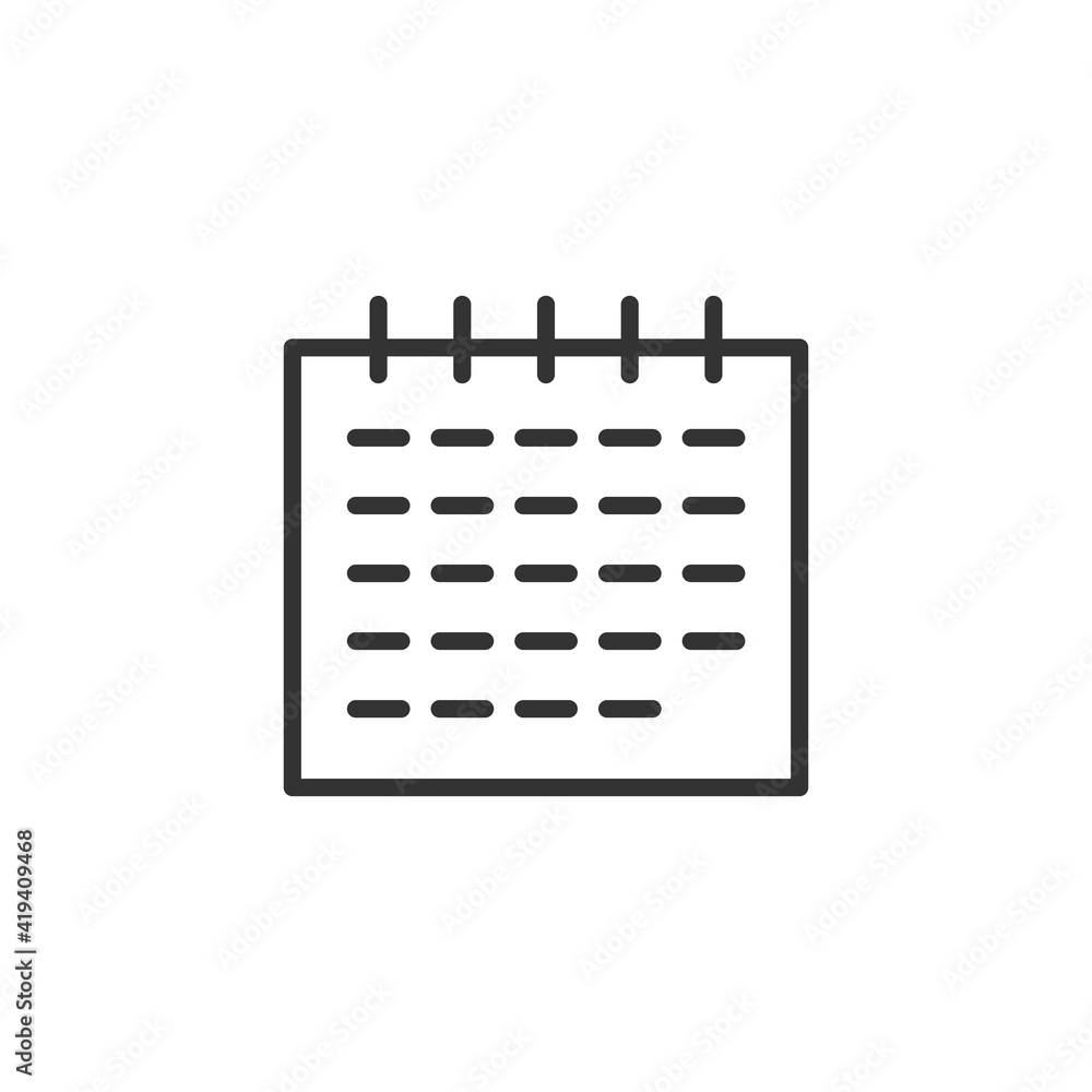 Calendar line icon, outline vector sign, linear style pictogram isolated on white. Event reminder symbol, logo illustration. Calendar line icon, outline vector sign, linear style pictogram isolated on white. Event reminder symbol, logo illustration.