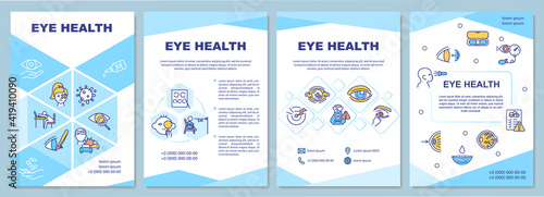 Eye health brochure template. Maintaining good vision and healthy eyes. Flyer, booklet, leaflet print, cover design with linear icons. Vector layouts for magazines, annual reports, advertising posters