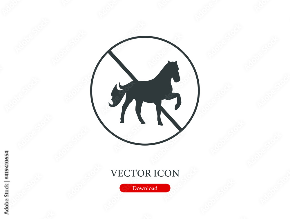 No horse vector icon.  Editable stroke. Linear style sign for use on web design and mobile apps, logo. Symbol illustration. Pixel vector graphics - Vector
