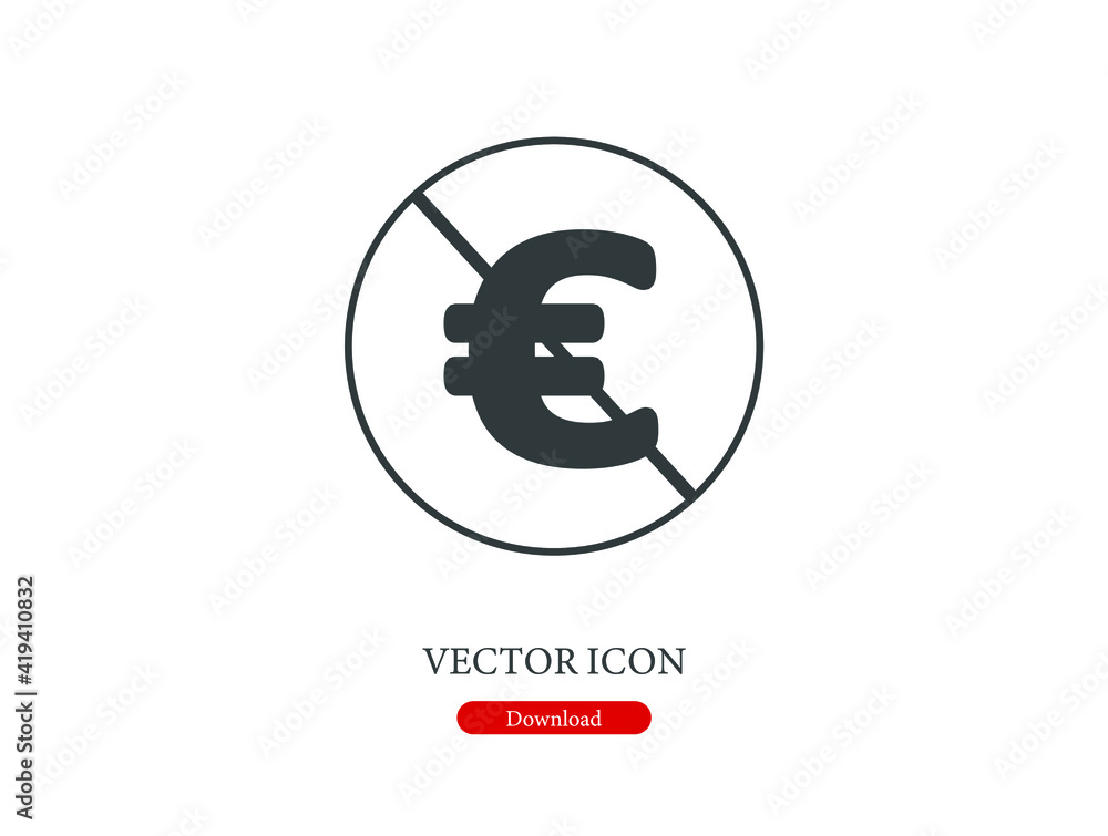 No euro vector icon. Editable stroke. Linear style sign for use on web design and mobile apps, logo. Symbol illustration. Pixel vector graphics - Vector No euro vector icon. Editable stroke. Linear style sign for use on web design and mobile apps, logo. Symbol illustration. Pixel vector graphics - Vector