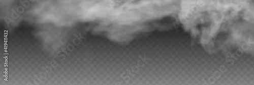 Transparent special effect stands out with fog or smoke. White cloud vector, fog or smog.